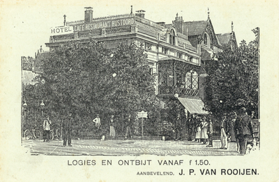 4458 Gezicht op Hotel-Café-Restaurant Rustoord (Mariahoek 1) te Utrecht.N.B. Het adres Mariahoek 1 is later gewijzigd, ...